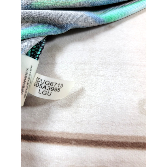 CALVIN KLEIN Womens Green/Blue/Black Wrap Style 3/4 Sleeve Dress Size 6 - Picture 10 of 10